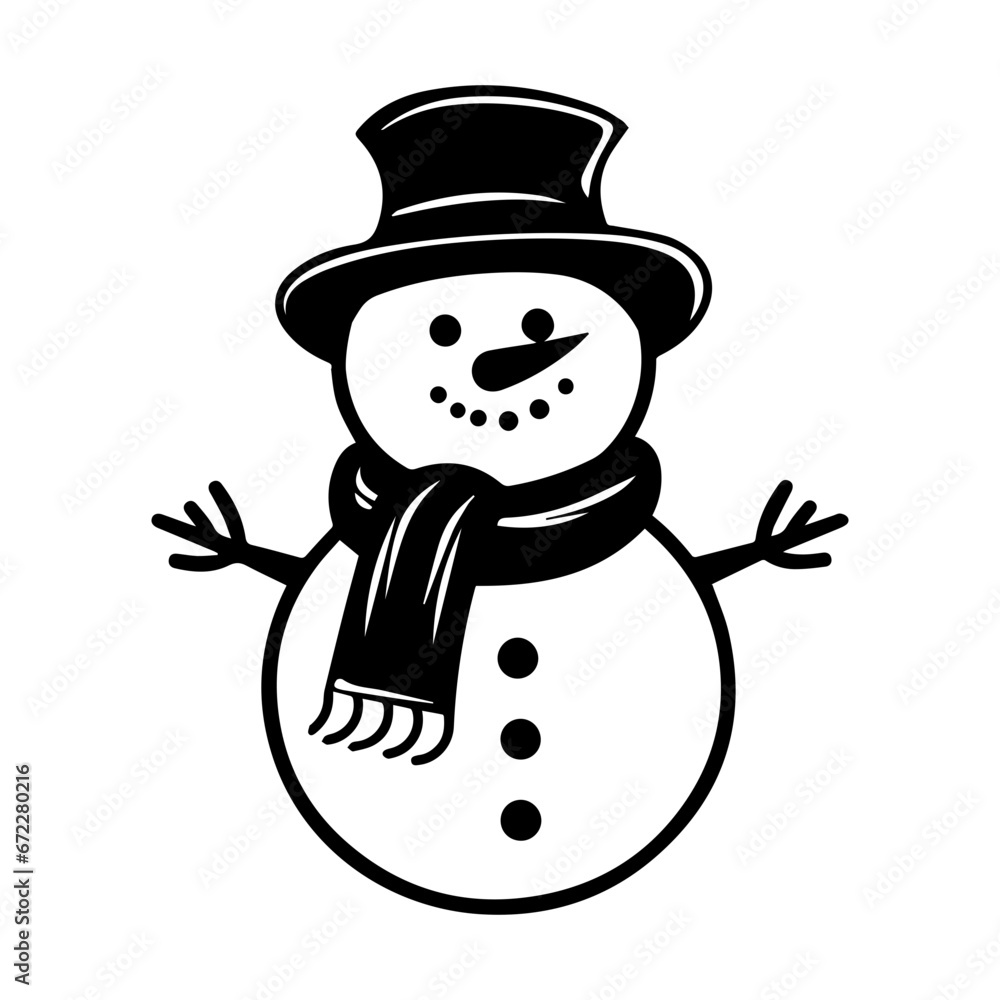 snowman in silhouette Christmas theme, Generative AI. snowman in silhouette Christmas theme, Generative AI.