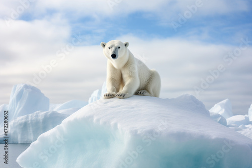 Magnificent polar bear on a glacier