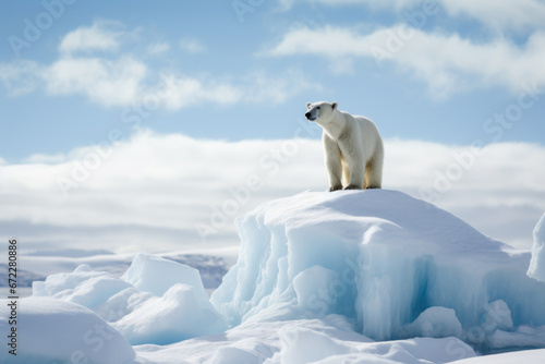 Magnificent polar bear on a glacier