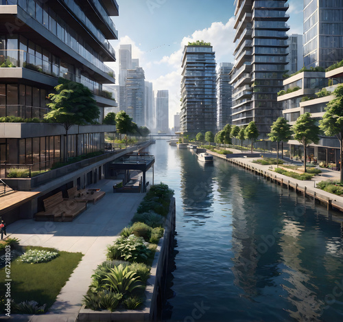 Urban Waterfront of the Future: Sustainability and Progress. generative AI