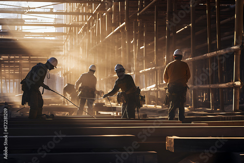 construction workers, working in construction, building buildings, houses, working on a construction site
