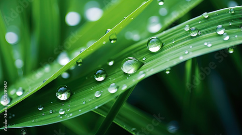  a close up of a green leaf with water droplets on it. generative ai