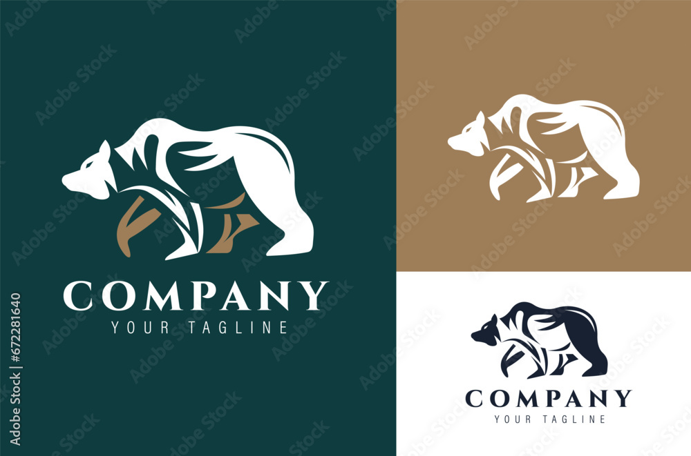 Bear or Wild Male Bear. Modern vector illustration. dark and white background logo template Bear or Wild Male Bear. Modern vector illustration. dark and white background logo template
