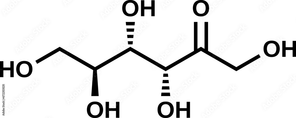 Keto-L-fructose C6H12O6 structural formula, open-chain form of fructose in L-configuration, vector illustration Keto-L-fructose C6H12O6 structural formula, open-chain form of fructose in L-configuration, vector illustration
