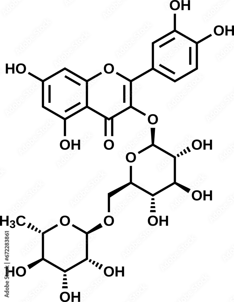 Fototapeta premium Rutin structural formula, vector illustration