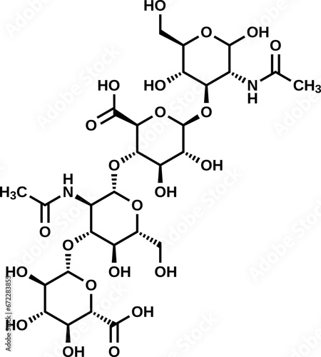 Hyaluronic acid tetrasaccharide structural formula, vector illustration