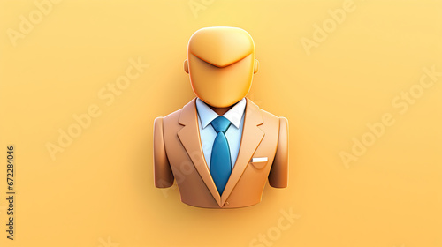  a man in a suit and tie on a yellow background. generative ai