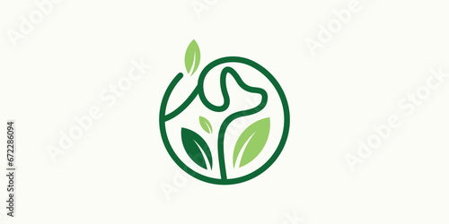minimalist logo with dog and plant elements inside a circle