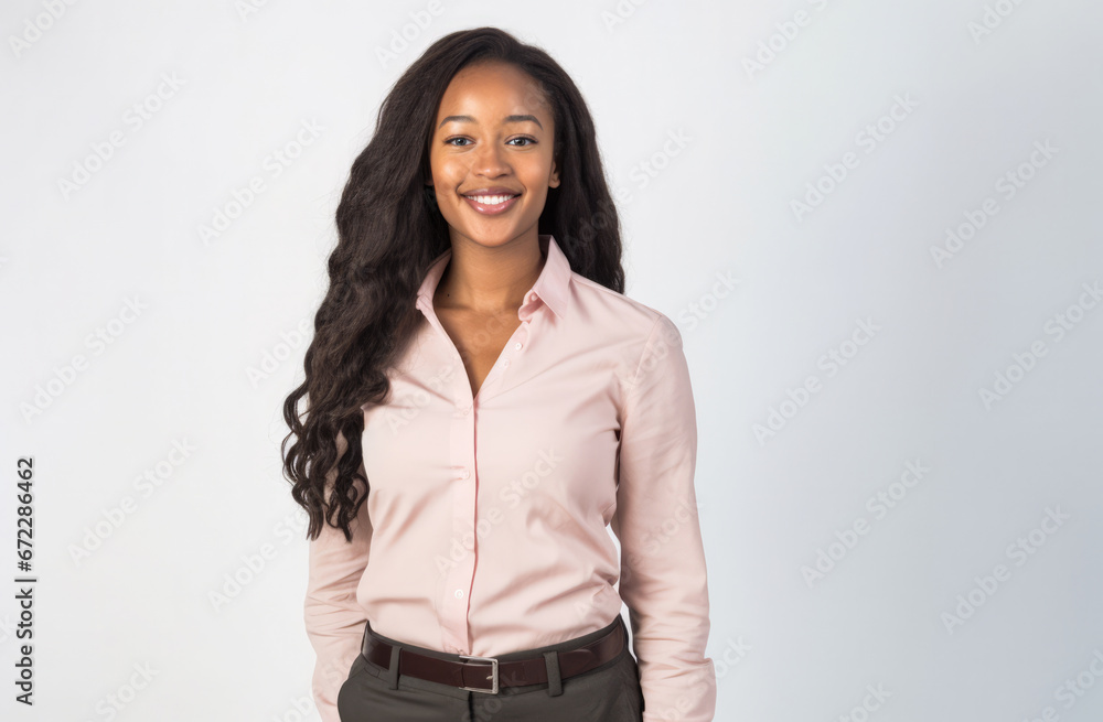 Portrait of a young beautiful African American woman with long hair Portrait of a young beautiful African American woman with long hair