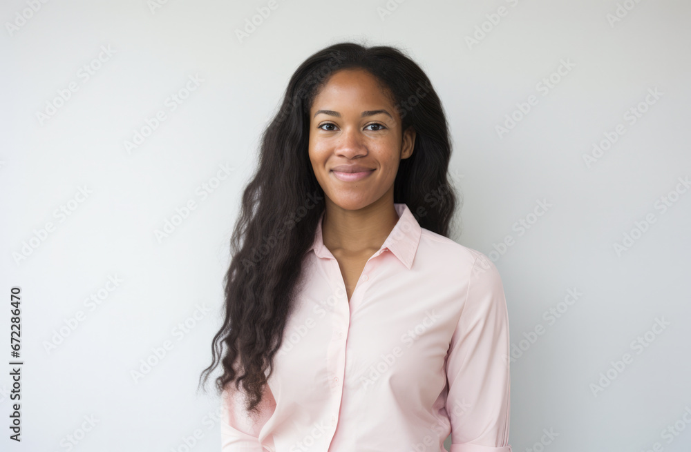 Portrait of a young beautiful African American woman with long hair Portrait of a young beautiful African American woman with long hair