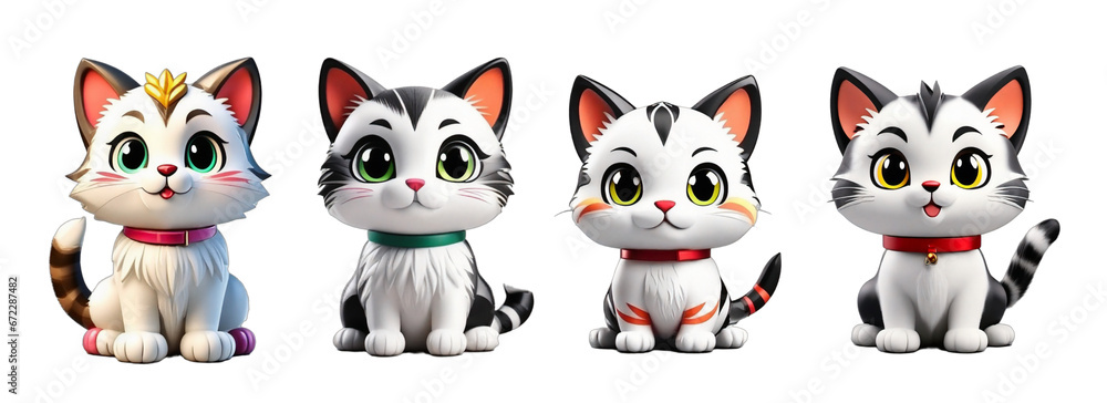 Set of cute white little kitten or cat minimal 3d style characters isolated on transparent PNG background PNG AI Generative
Set of cute white little kitten or cat minimal 3d style characters isolated on transparent PNG background PNG AI Generative