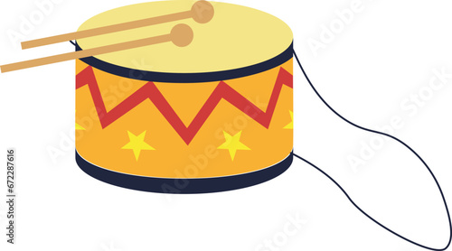 Vector illustration of drum. Vintage drum toy for boys