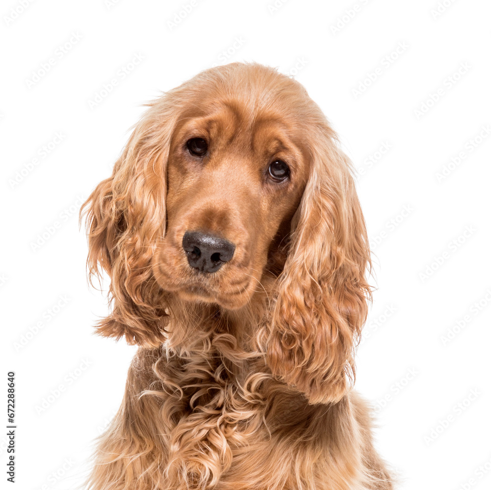 Close-up of a brown English Cocker Dog, cut out