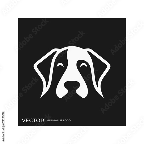 Dog logo wit simple clean minimalist style, negative space