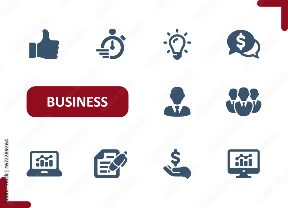 Business Icons. Investment, Investing, Thumbs Up, Deadline, Businessman, Money, Contract Vector Icon