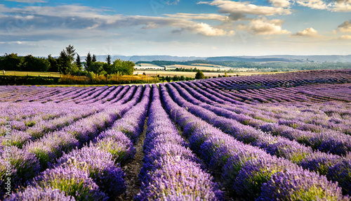 Rows of Lavender in Full Bloom