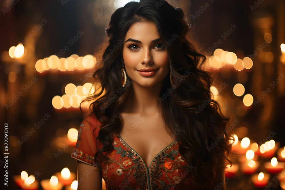 Indian woman celebrating Diwali festival, looking beautiful, Indian woman celebrating Diwali festival, looking beautiful,
