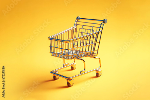 Basket or shopping cart icon on a plain background concept for online shopping. 3D rendering illustration.