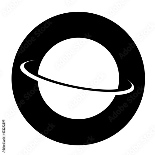 round planet with ring icon saturn symbol global logo space svg vector png