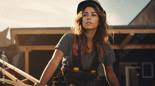 Female Construction Worker On roof