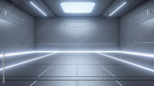 Abstract Futuristic empty floor and room Sci-Fi Corridor With light for showcase
