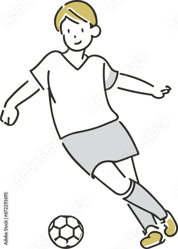 サッカーをする少年のイラスト