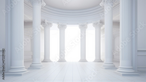 Architecture interior background blank room with columns. Abstract architecture arched interior