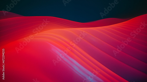 Abstract background of Vibrant red and pink curves create a dynamic wave pattern against a dark blue backdrop. Surreal  sci-fi and modern feel.
