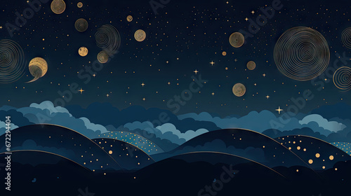  a painting of a night sky with stars and planets in the sky. generative ai