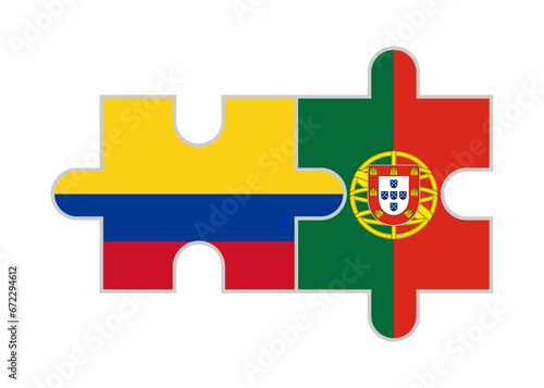 puzzle pieces of colombia and portugal flags. vector illustration isolated on white background