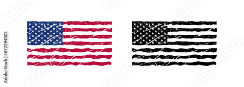 Black and color abstract style 3d american flag vector illustration. Usa freedom flag to use in 4th july independence day, memorial day projects. 