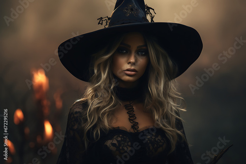 Witch, magic witch, woman dressed like with, witches, fantasy, halloween © MrJeans