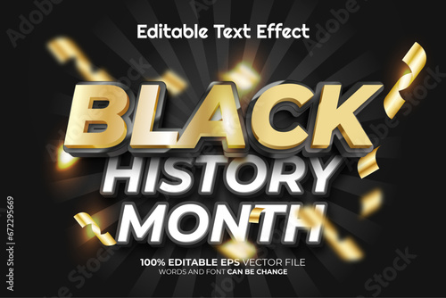 Black History Month Vector 3D Editable Text Effect Style  or vector ice text effect template  editable text effect