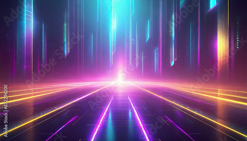 abstract background with neon lights and rays, 