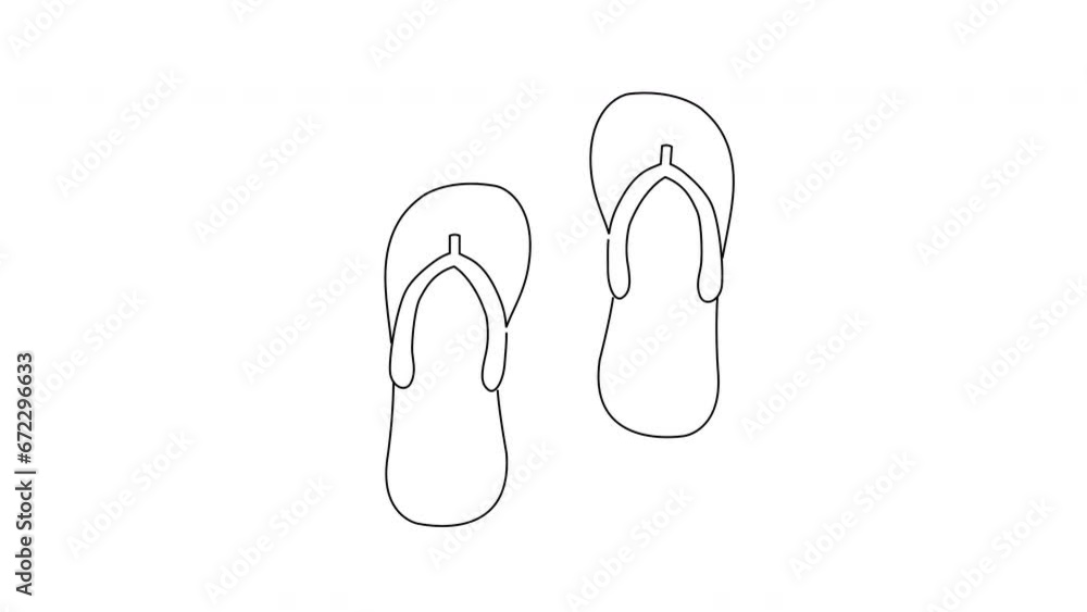 Animated video creates a sketch of the sandal icon Animated video creates a sketch of the sandal icon