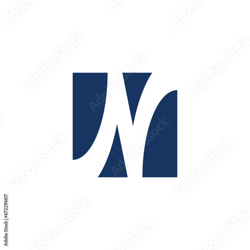 creative letter N in square shape logo design template