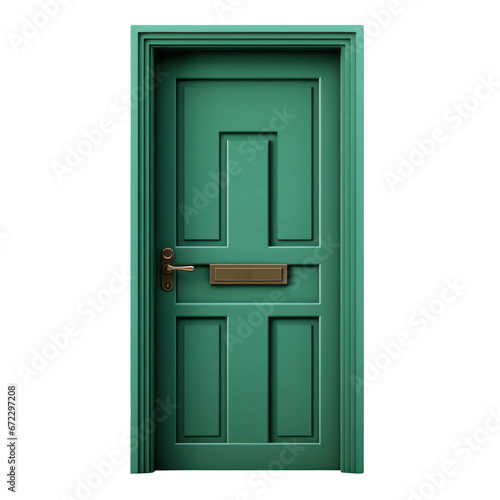 Green door on transparent background