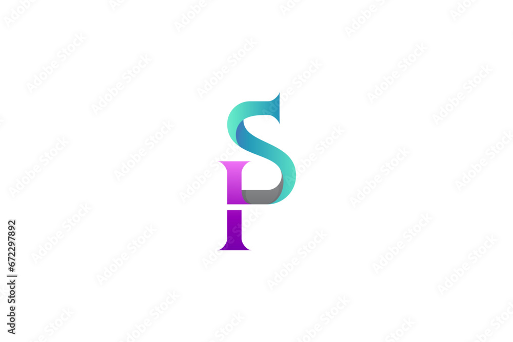 PS or SP letter initial logo with gradient color in monogram design style PS or SP letter initial logo with gradient color in monogram design style