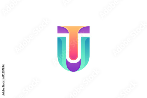 Foto TU or UT letter logo with colorful monogram design