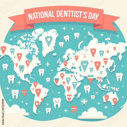 Global Dentistry Map with Tooth Icons