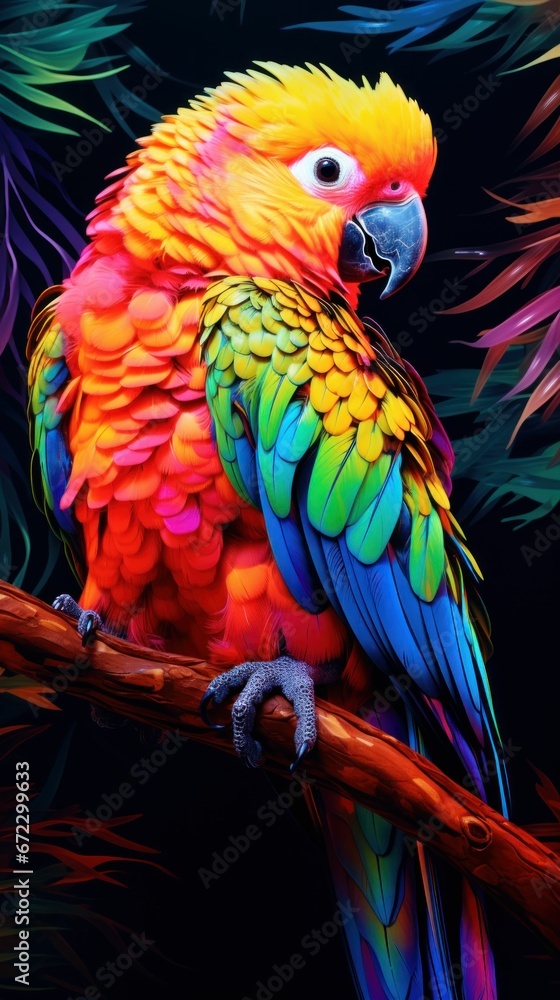 Obraz premium Beautiful parrot with colorful feathers
