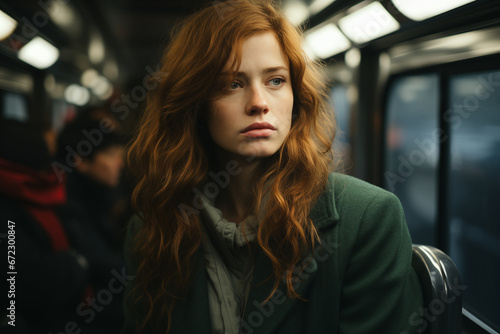 Wallpaper Mural solitary lonely woman in train Torontodigital.ca