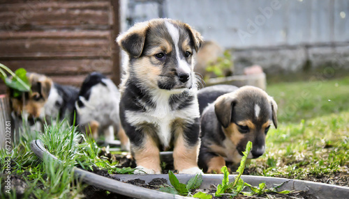 Playful Puppies in the Yard