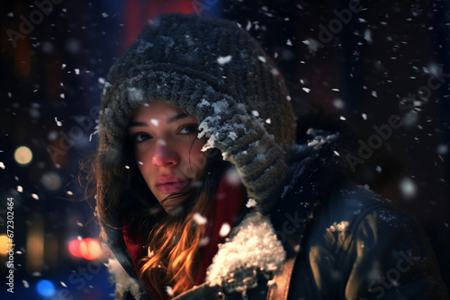 Portrait of a woman in the snow