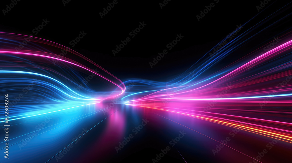 Neon streaks background. Abstract vibrant light trails with dynamic motion effects Neon streaks background. Abstract vibrant light trails with dynamic motion effects