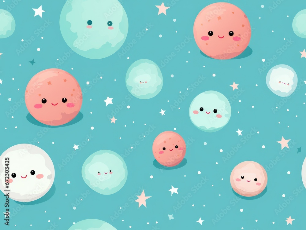 Cute Planet star seamless pattern template Cute Planet star seamless pattern template