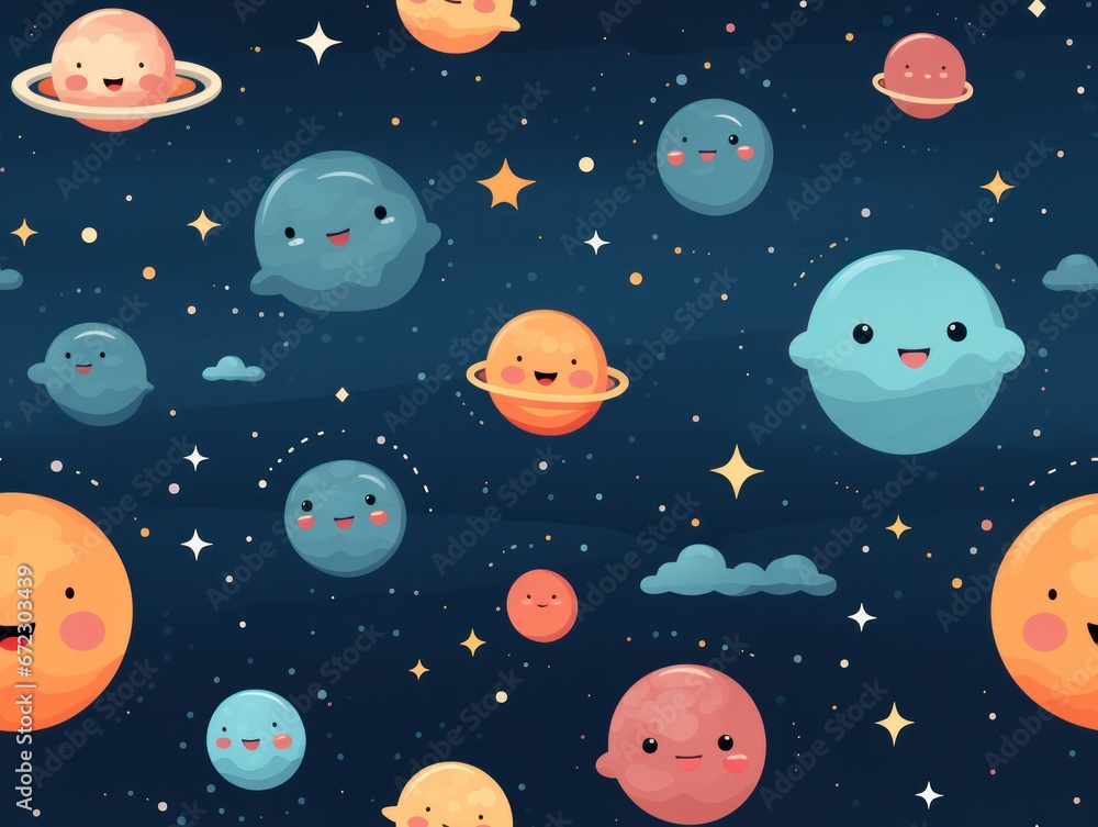 Cute Planet star seamless pattern template Cute Planet star seamless pattern template