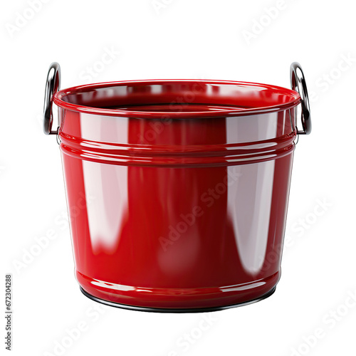 red plastic bucket isolated transparent background