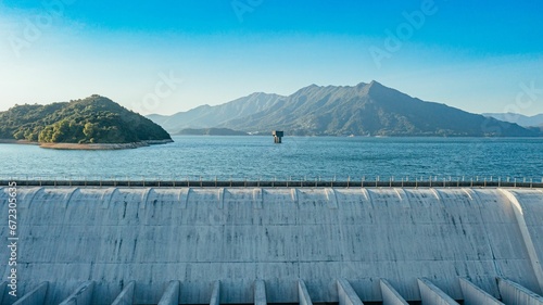 Aerial view of the Plover Cove Reservoir, located within Plover Cove Country Park, Hong Kong photo