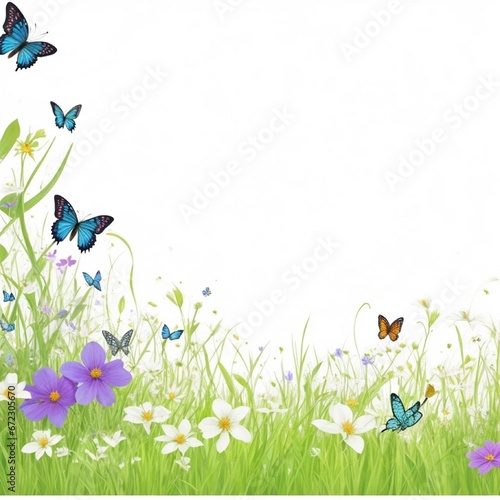 spring flowers and butterflies